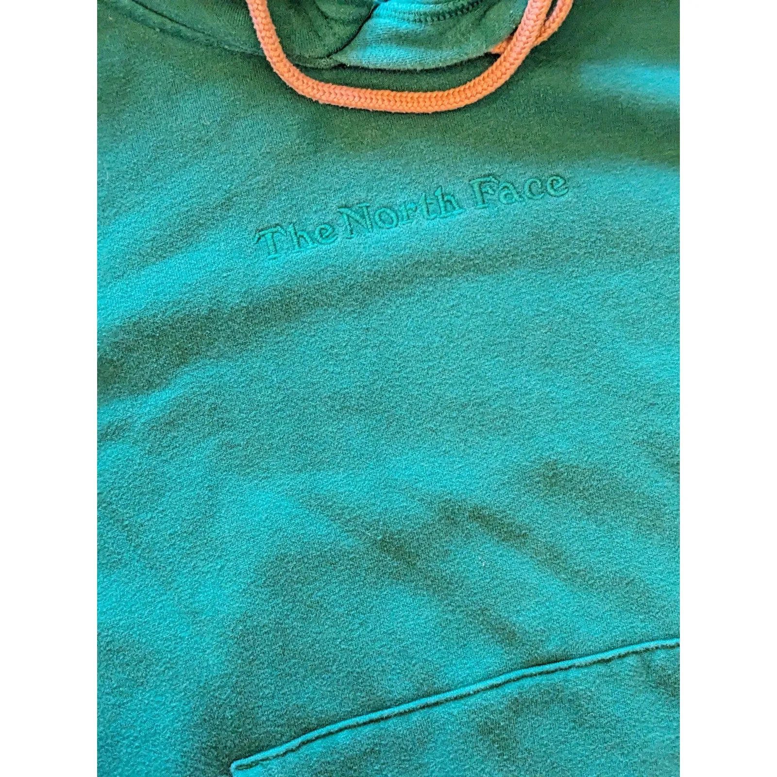 North Face Hoodie Womens Small Green Sweatshirt Pullover Kangaroo Pockets Sporty