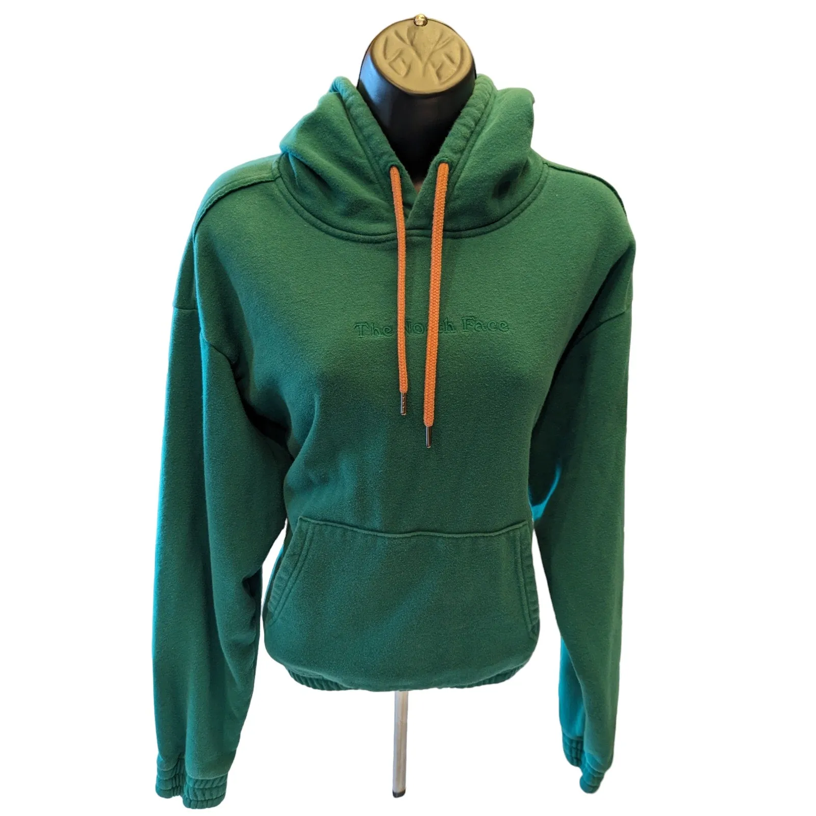 North Face Hoodie Womens Small Green Sweatshirt Pullover Kangaroo Pockets Sporty