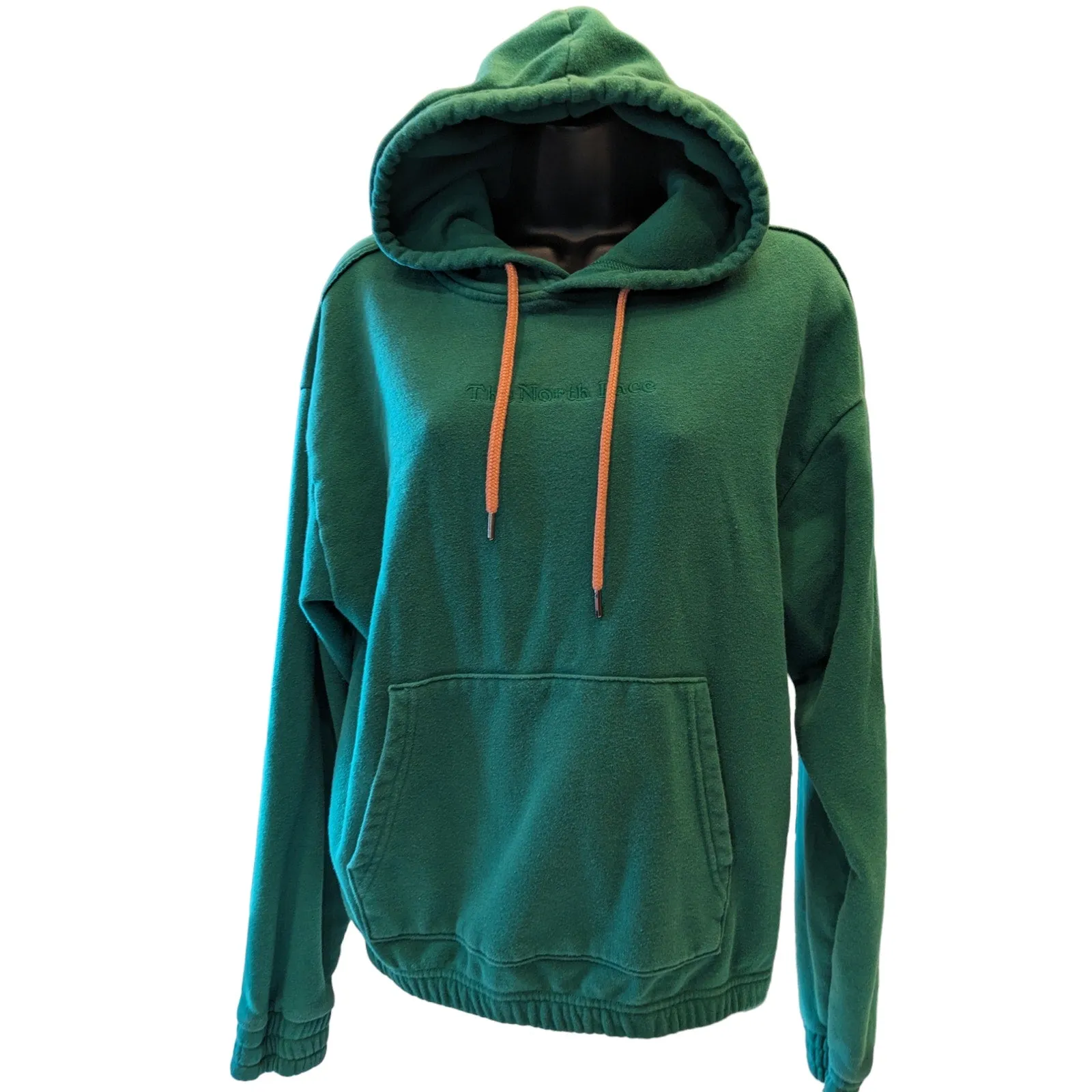 North Face Hoodie Womens Small Green Sweatshirt Pullover Kangaroo Pockets Sporty