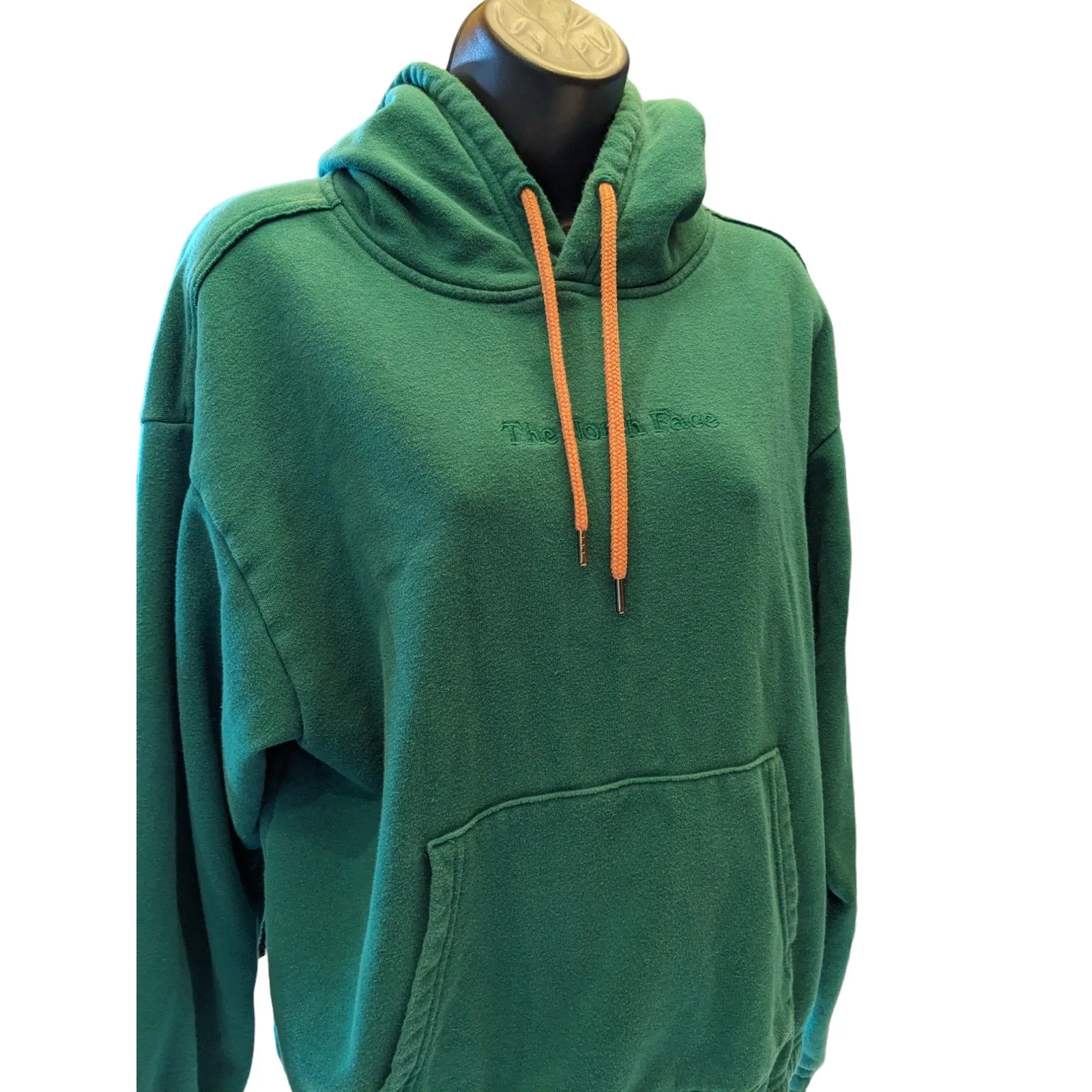 North Face Hoodie Womens Small Green Sweatshirt Pullover Kangaroo Pockets Sporty