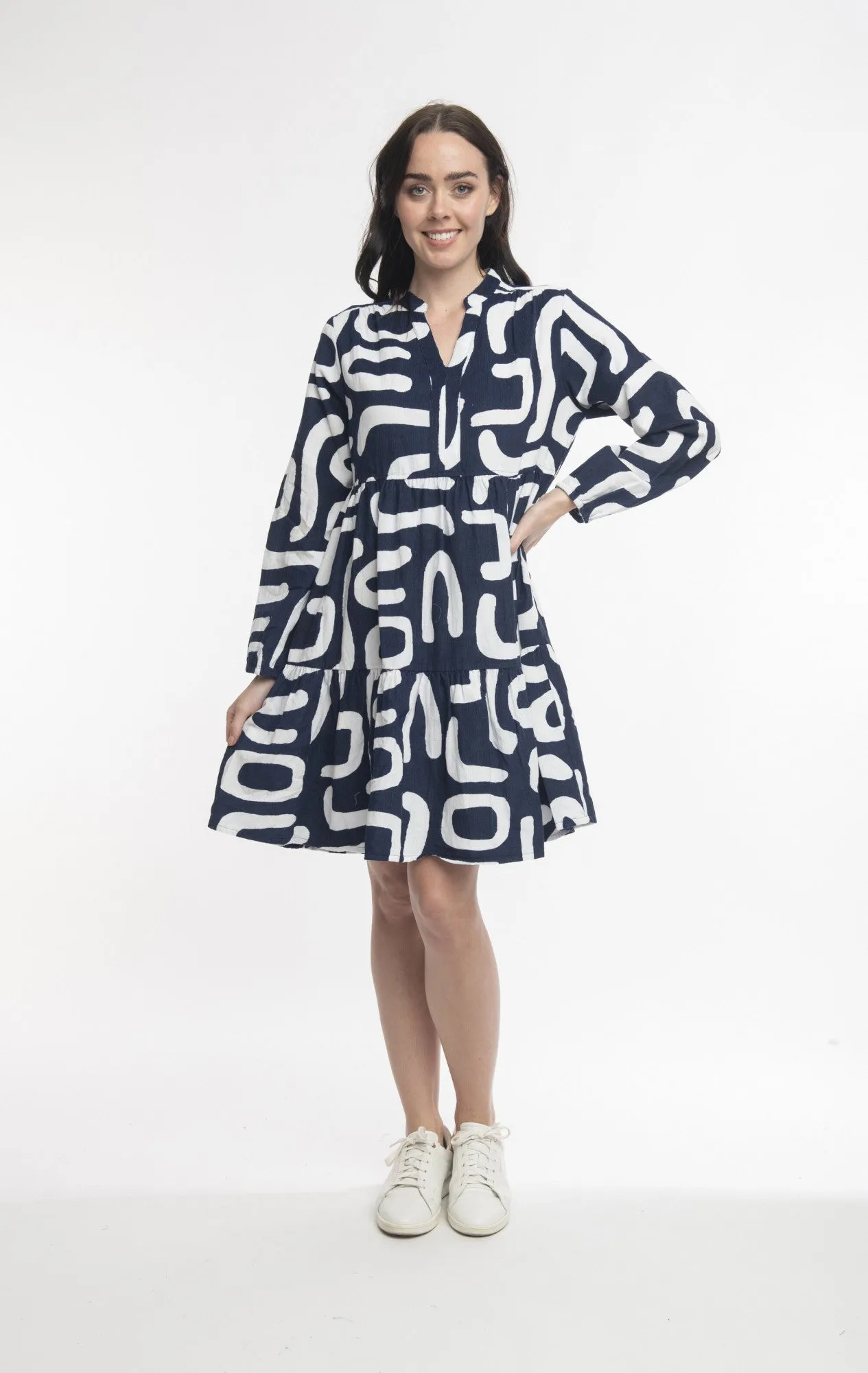 Orientique - Organic Cotton Printed Cord Layered Dress