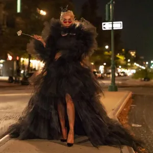 Oyemwen Black Tulle Tutu Maxi Dress As Worn by Flyy Tatted Sky