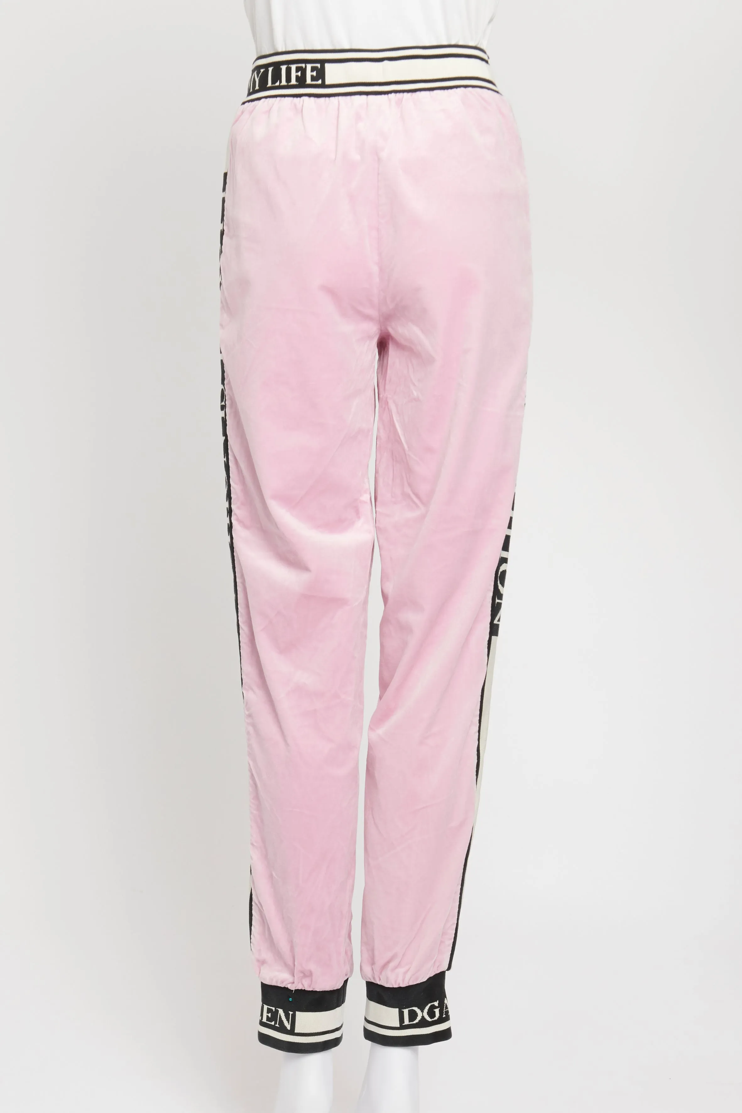 Pink and Black Velvet Preowned Track Pants