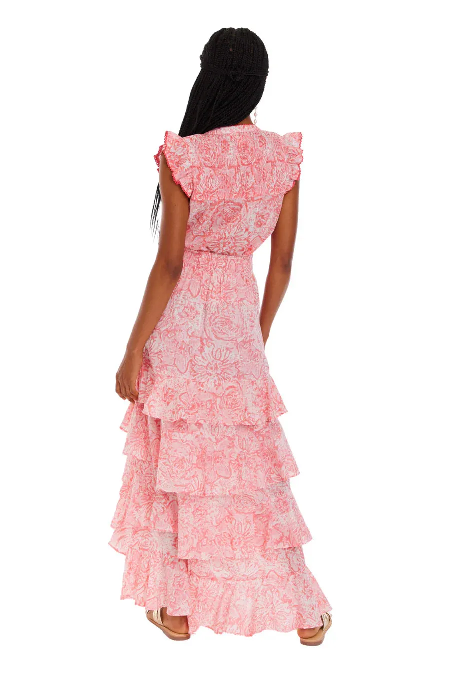 Pink Rose Print Maxi Skirt