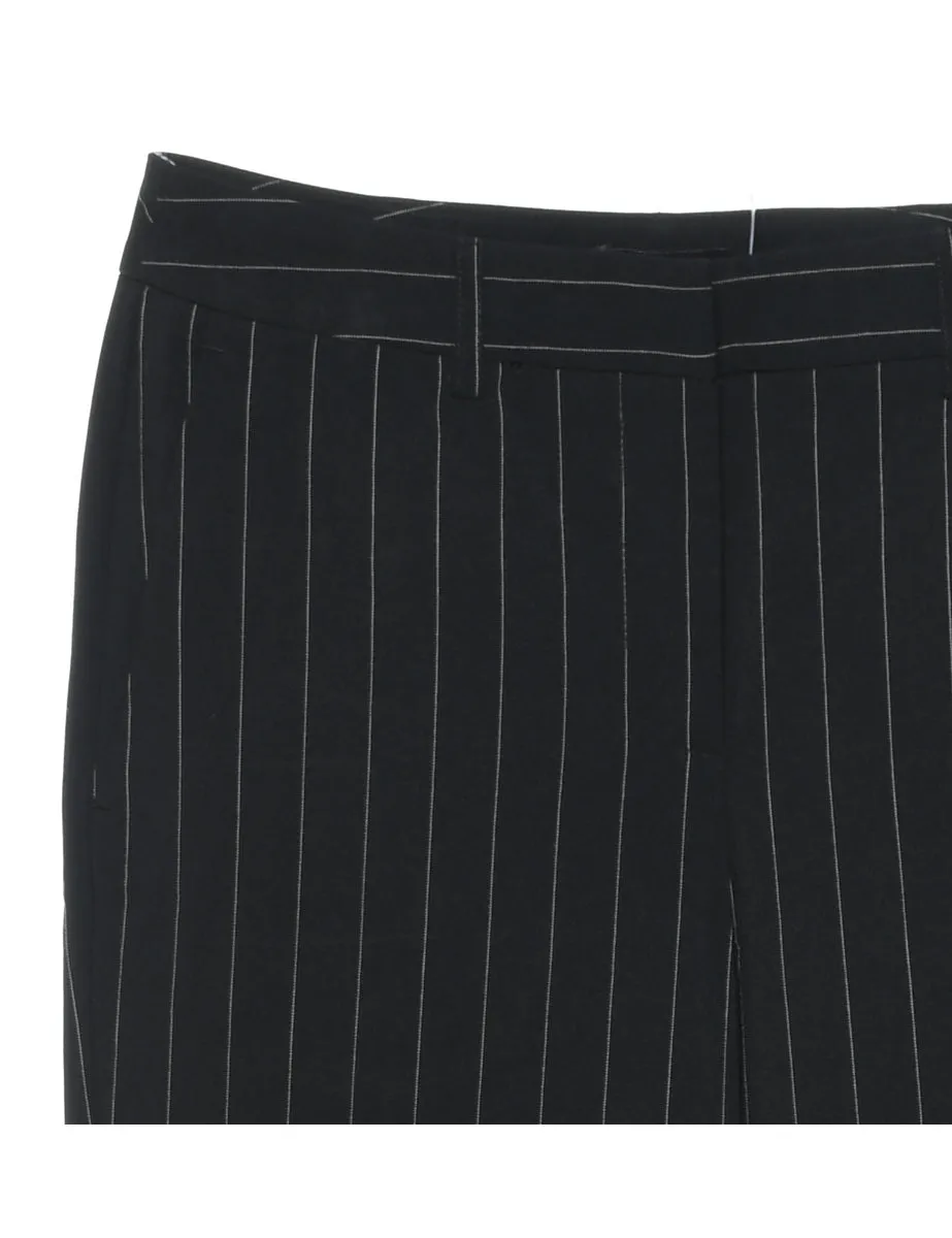 Pinstriped Black Classic Trousers - W27 L32