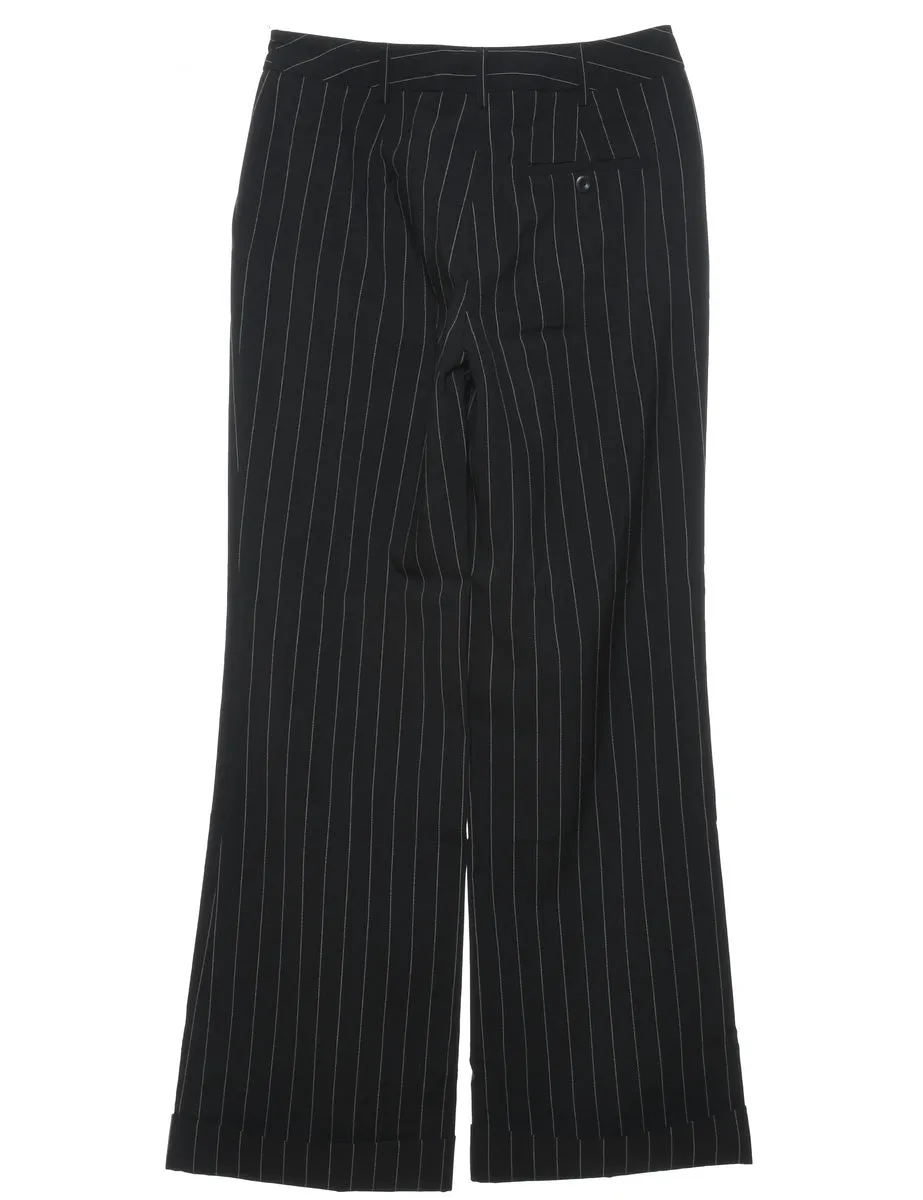 Pinstriped Black Classic Trousers - W27 L32