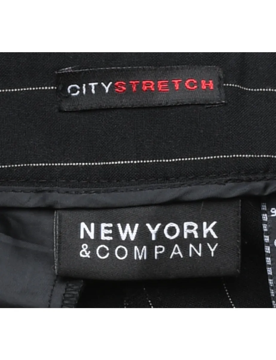 Pinstriped Black Classic Trousers - W27 L32