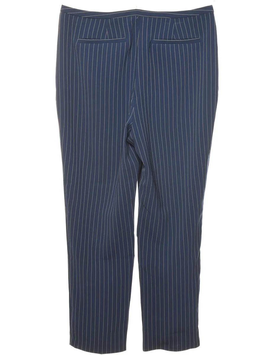 Pinstriped Navy Trousers - W35 L28