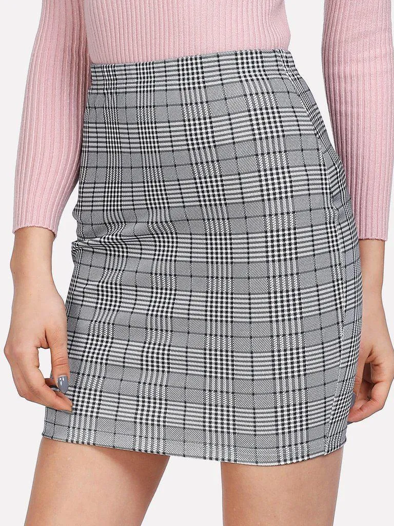 Plaid Print Bodycon Skirt
