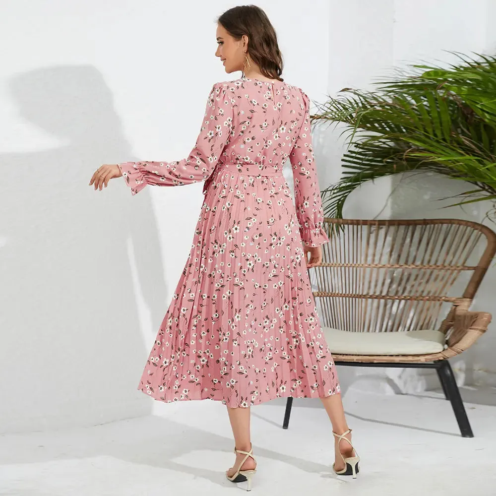 Pleated Floral Dress