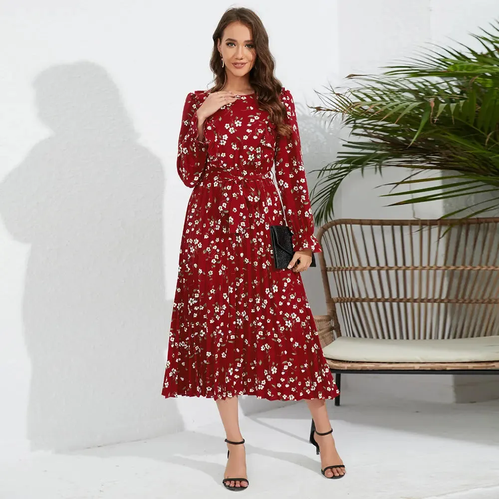 Pleated Floral Dress