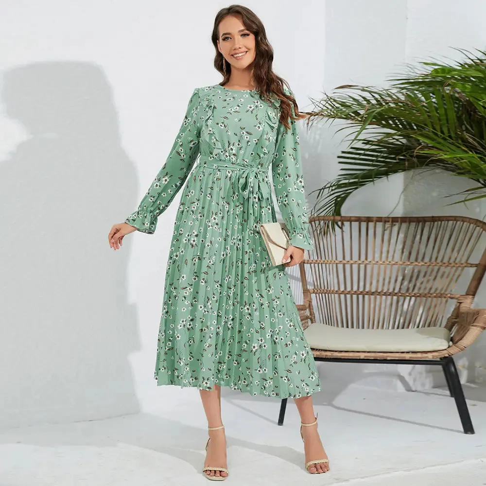 Pleated Floral Dress