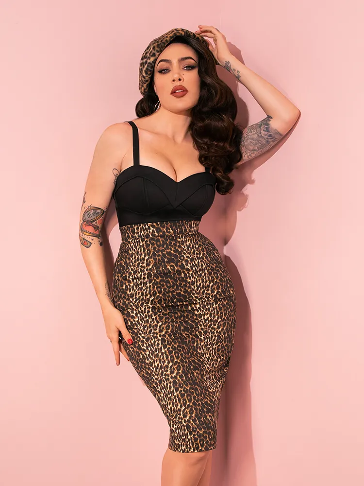 PRE-ORDER - Vixen Pencil Skirt in Wild Leopard Print - Vixen by Micheline Pitt