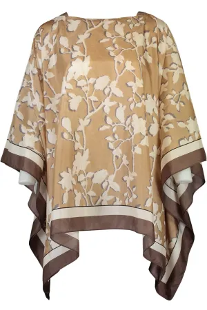 Printed Poncho With Monili Detail