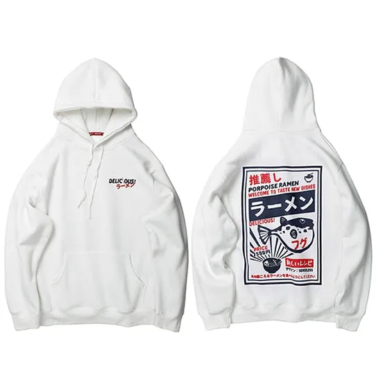 Puffer Fish Print Hip Hop Hoodie