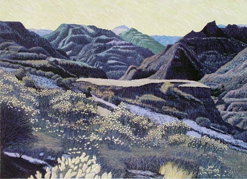 "Autumn Flowers" by Gordon Mortensen - Limited Edition Landscape Reduction Woodblock Print