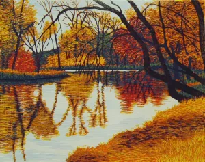 "Autumn" by Gordon Mortensen - Limited Edition Landscape Reduction Woodblock Print