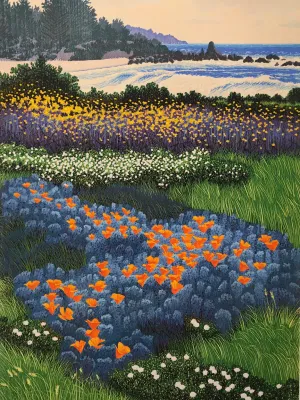 "Carmel Point" by Gordon Mortensen - Limited Edition Landscape Reduction Woodblock Print