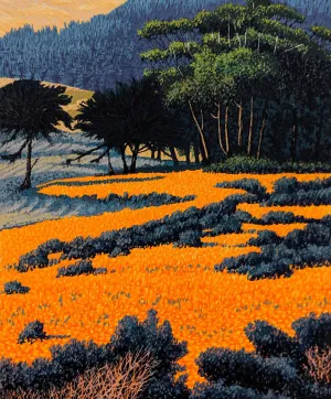 "Carmel Poppies" by Gordon Mortensen - Limited Edition Reduction Woodcut Print