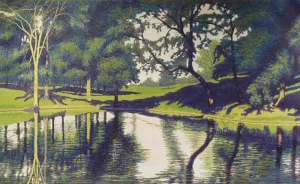 "Catlin Pond" by Gordon Mortensen - Limited Edition Landscape Reduction Woodblock Print