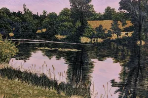 "Clayton Pond" by Gordon Mortensen - Limited Edition Landscape Reduction Woodblock Print