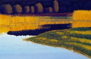 "Golden Dusk" by Gordon Mortensen - Limited Edition Landscape Reduction Woodblock Print
