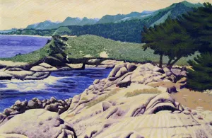"Headland Cove" by Gordon Mortensen - Limited Edition Landscape Reduction Woodblock Print