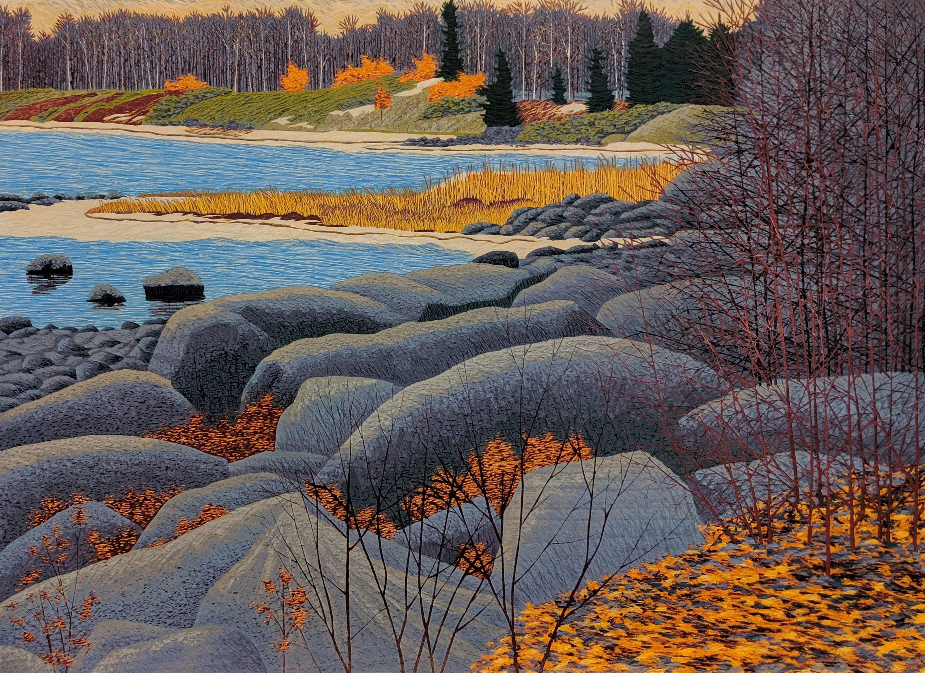 "Lake Winnipeg" by Gordon Mortensen - Limited Edition Landscape Reduction Woodblock Print