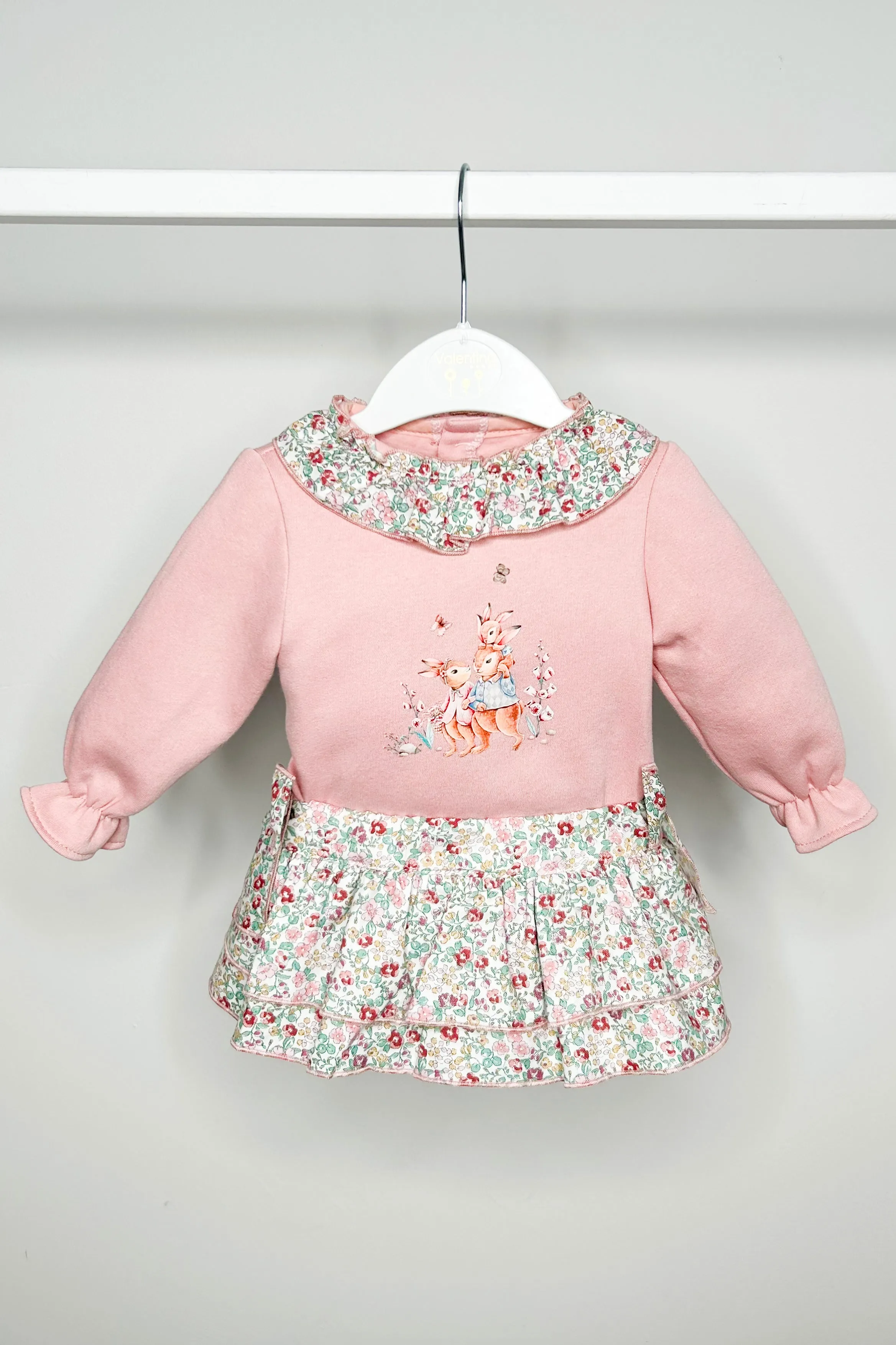 "Lucille" Dusky Pink Sweatshirt & Floral Skort