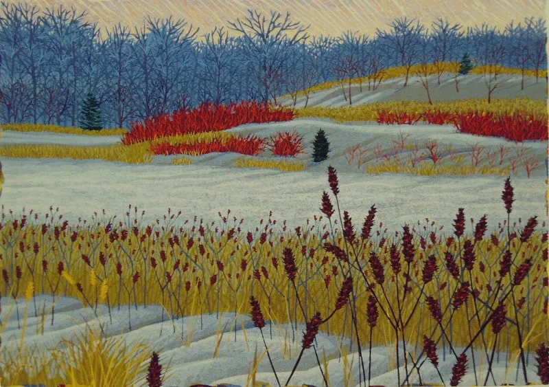 "Minnesota Sumac" by Gordon Mortensen - Limited Edition Landscape Reduction Woodblock Print