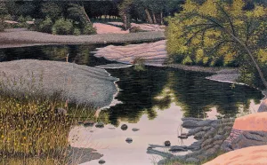 "Oak Creek" by Gordon Mortensen - Limited Edition Landscape Reduction Woodcut Print
