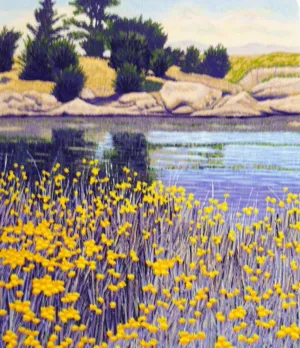 "Whaler's Cove" by Gordon Mortensen - Limited Edition Landscape Reduction Woodblock Print