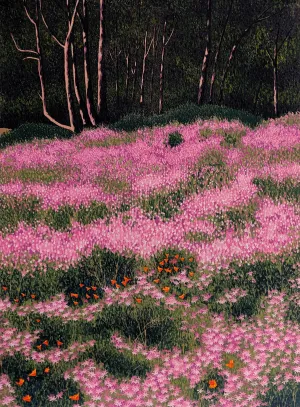 "Wild Phlox" by Gordon Mortensen - Limited Edition Landscape Reduction Woodcut Print