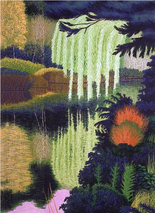 "Willow" by Gordon Mortensen - Limited Edition Landscape Reduction Woodblock Print