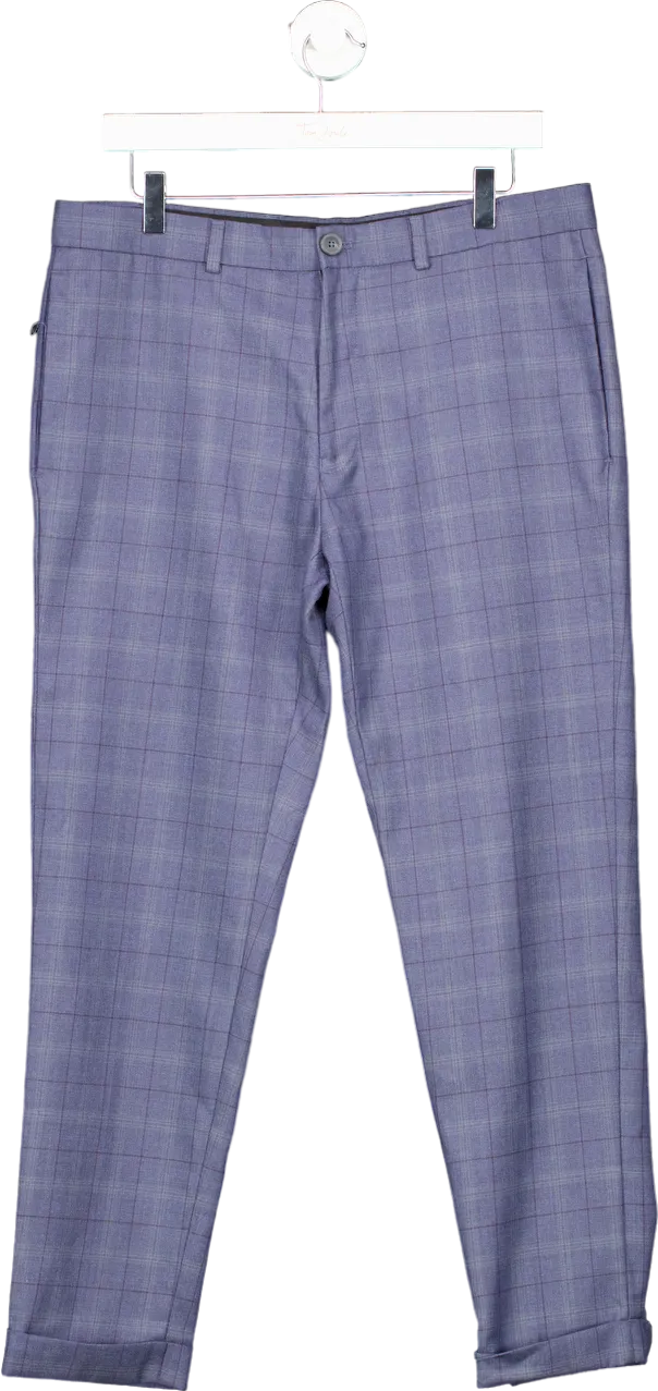 River Island Blue Checked Trousers UK 34R