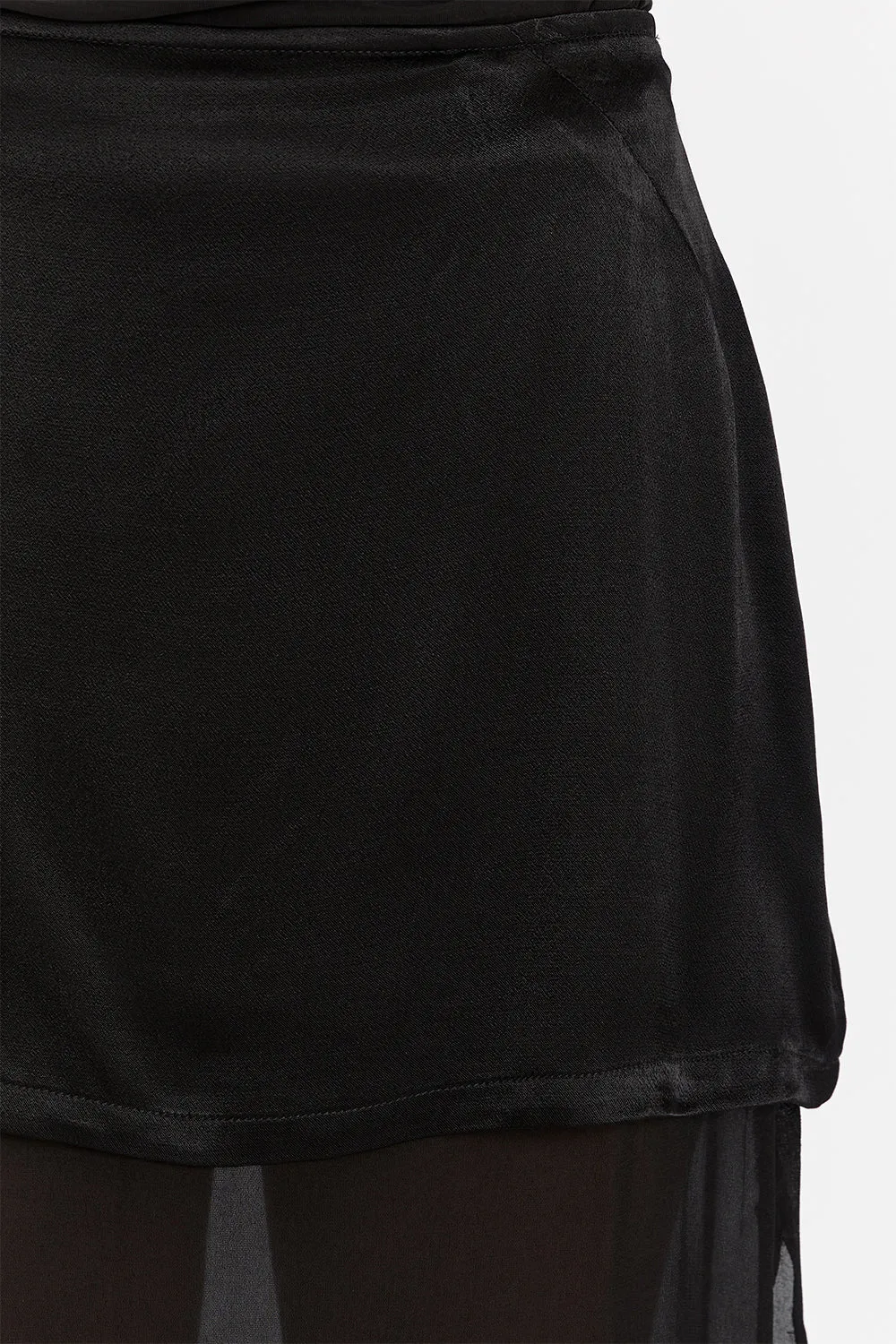 ROBBIE BLACK LAYERED MIDI SKIRT