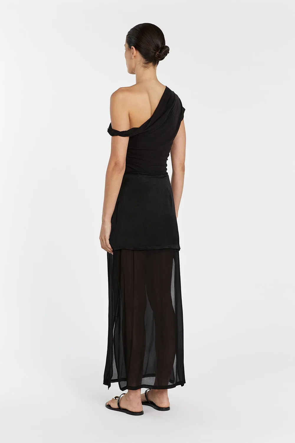 ROBBIE BLACK LAYERED MIDI SKIRT