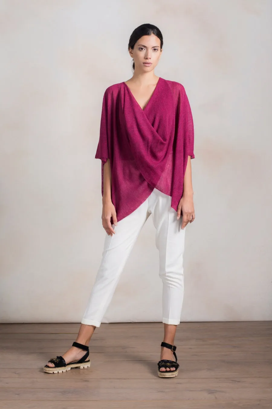 Romanov Poncho Baby Alpaca Color Fucsia