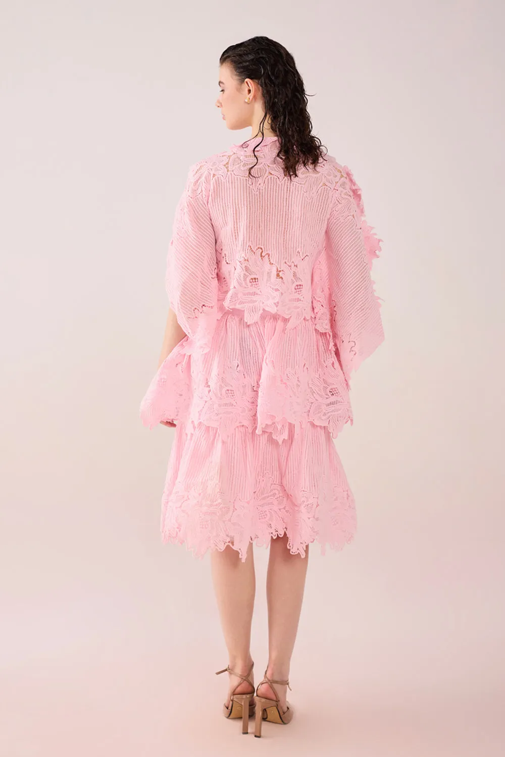 Scallop Pink Layered Top and Skirt