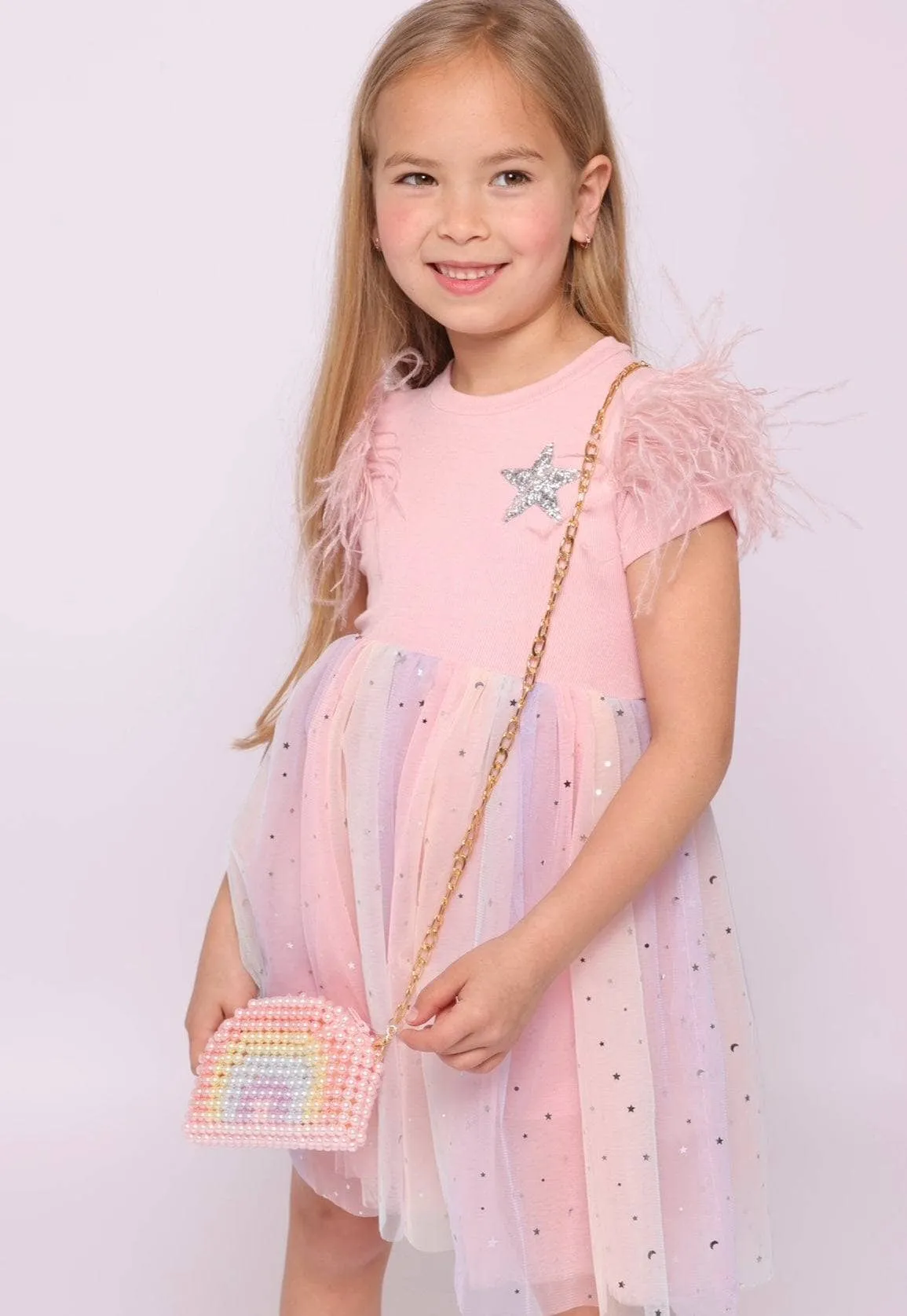 Shining Star Feather Tutu Dress