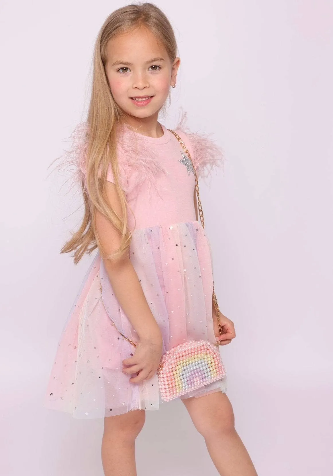 Shining Star Feather Tutu Dress
