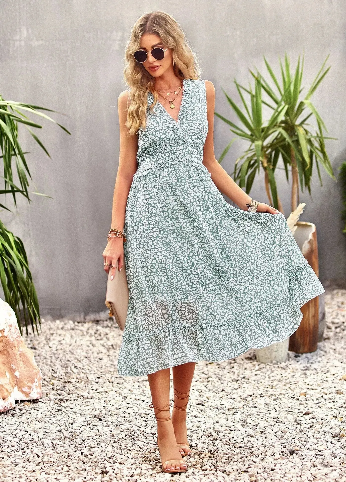 Sleeveless Floral Dress