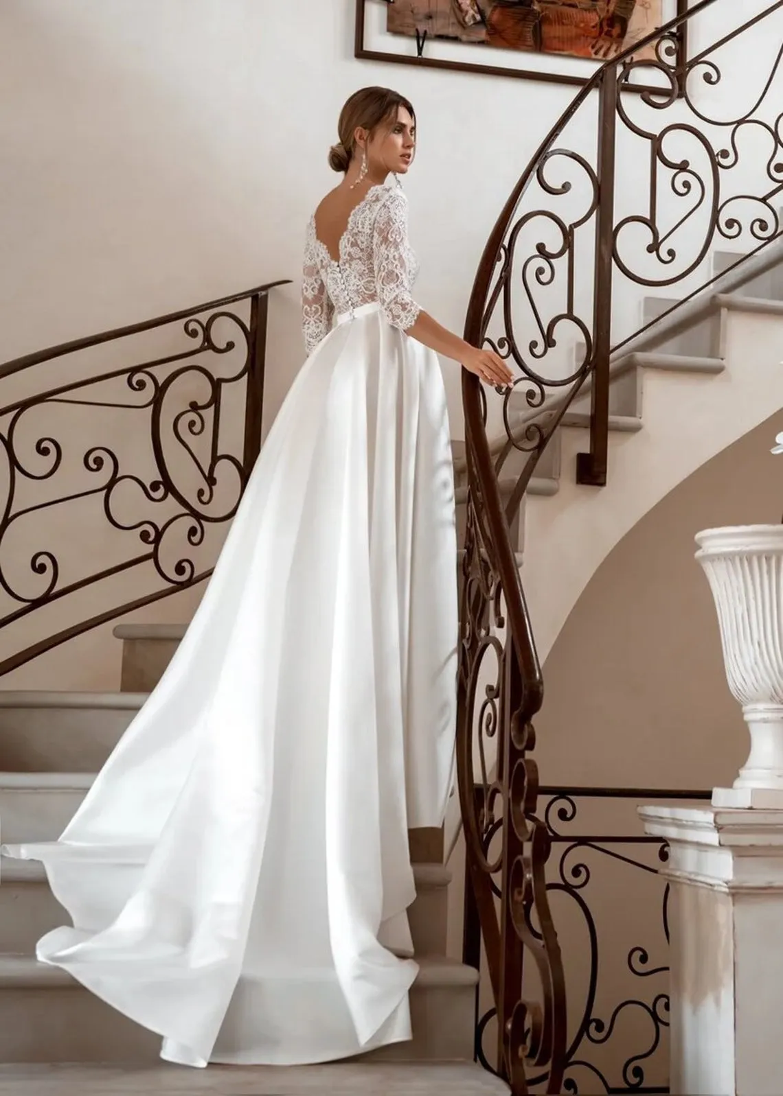 Soft Satin Long Sleeve Wedding Dress