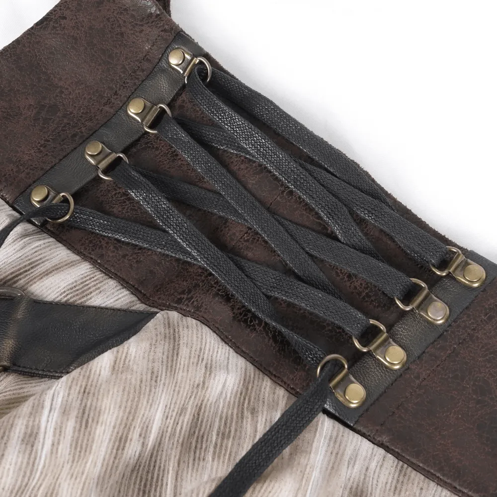 Steampunk Layered Maxi Skirt with Corset Belt
