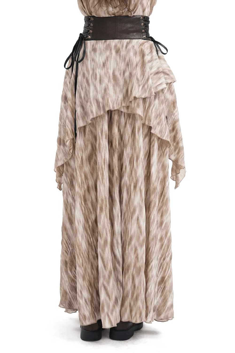 Steampunk Layered Maxi Skirt with Corset Belt