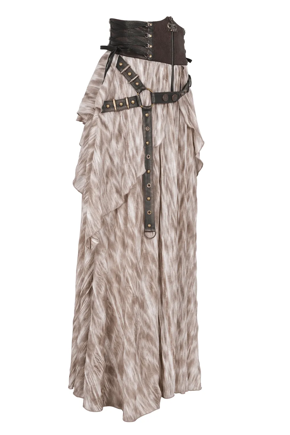 Steampunk Layered Maxi Skirt with Corset Belt