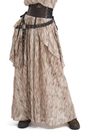 Steampunk Layered Maxi Skirt with Corset Belt