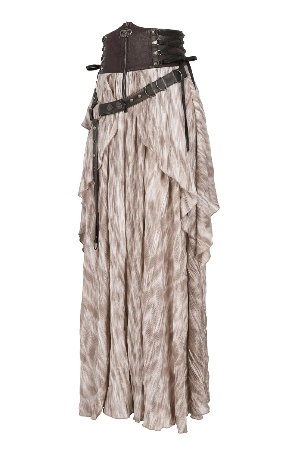 Steampunk Layered Maxi Skirt with Corset Belt