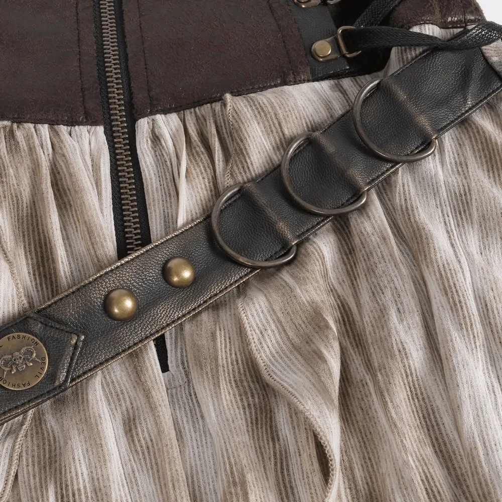 Steampunk Layered Maxi Skirt with Corset Belt