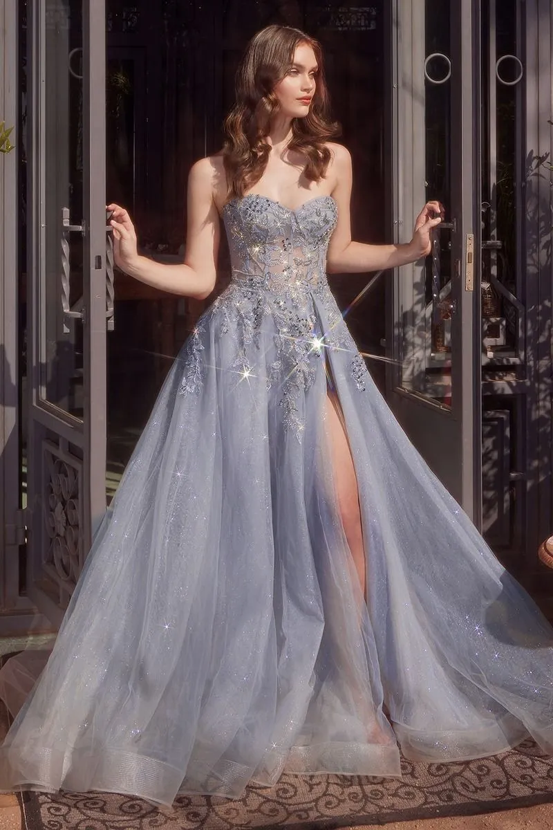 Strapless Corset Embellished Ball Gown